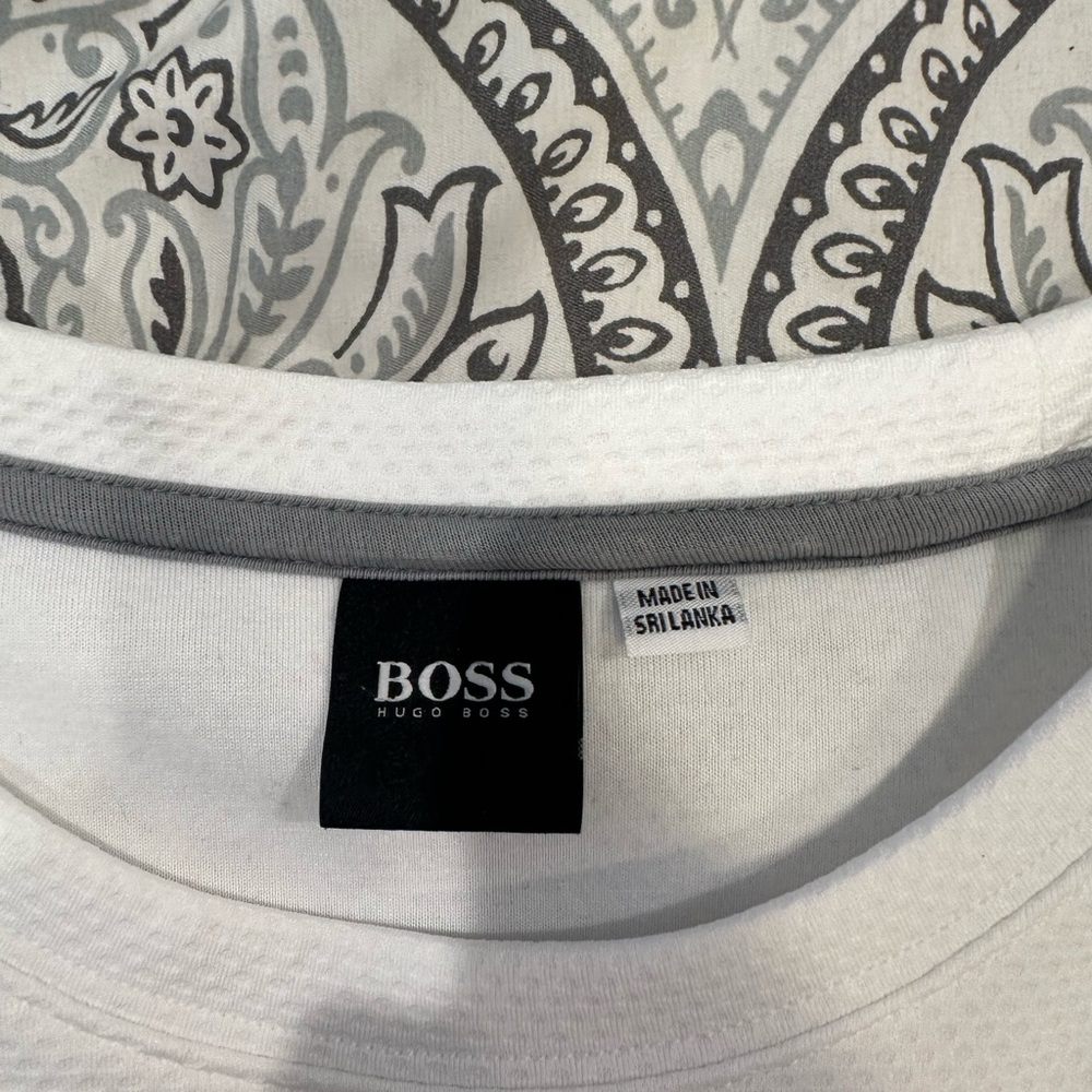 Hugo Boss White Crewneck Sweater with Gray Logo - Picture 3 of 4